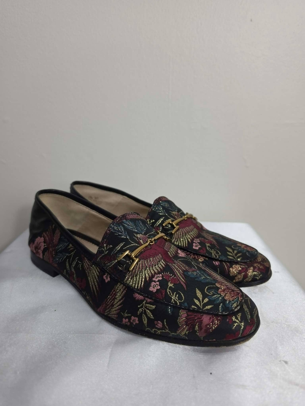 Sam Edelman Loraine Black Bird Print Pattern Brocade Flat Shoes